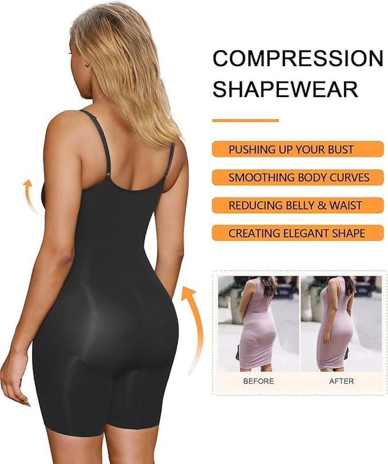 Shapewear for Women Tummy Control Bodysuit Mid Thigh Body Shaper Shorts for a Lifted Look