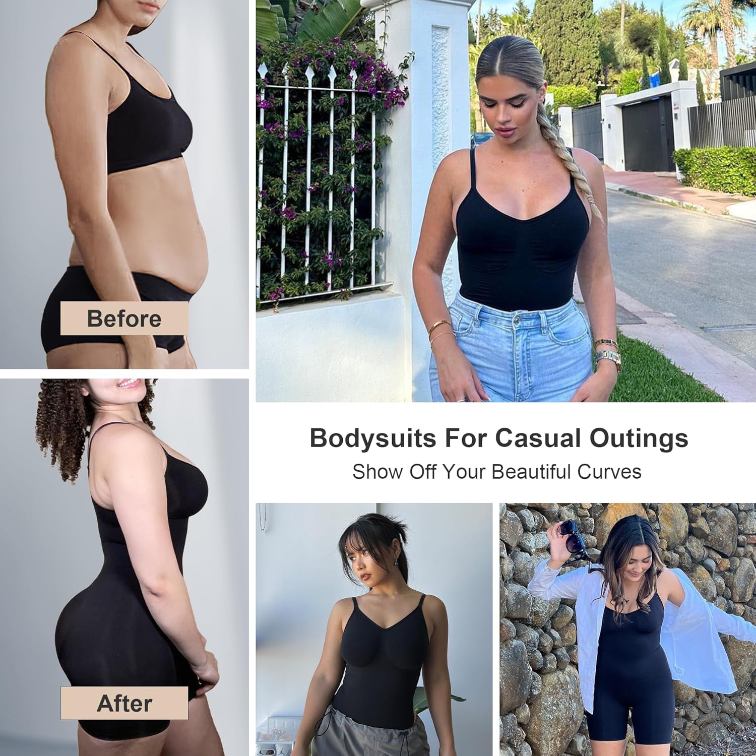 Shapewear for Women Tummy Control Bodysuit Mid Thigh Body Shaper Shorts for a Lifted Look